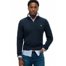 SUPERDRY D1 OVIN COTTON HALF ZIP KNIT  ΜΠΛΟΥΖΑ ΠΛΕΚΤΗ ΑΝΔΡΙΚΗ NAVY