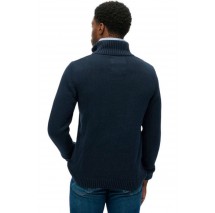 SUPERDRY D1 OVIN COTTON HALF ZIP KNIT  ΜΠΛΟΥΖΑ ΠΛΕΚΤΗ ΑΝΔΡΙΚΗ NAVY