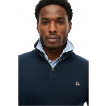 SUPERDRY D1 OVIN COTTON HALF ZIP KNIT  ΜΠΛΟΥΖΑ ΠΛΕΚΤΗ ΑΝΔΡΙΚΗ NAVY