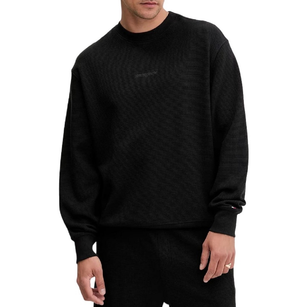 TOMMY JEANS RLX WAFFLE SCRIPT CREW ΜΠΛΟΥΖΑ ΑΝΔΡΙΚΗ BLACK