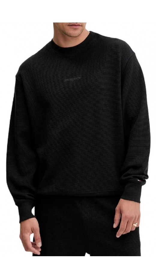 TOMMY JEANS RLX WAFFLE SCRIPT CREW ΜΠΛΟΥΖΑ ΑΝΔΡΙΚΗ BLACK