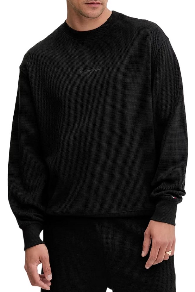 TOMMY JEANS RLX WAFFLE SCRIPT CREW ΜΠΛΟΥΖΑ ΑΝΔΡΙΚΗ BLACK