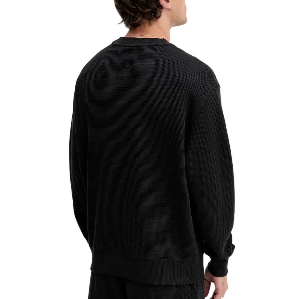 TOMMY JEANS RLX WAFFLE SCRIPT CREW ΜΠΛΟΥΖΑ ΑΝΔΡΙΚΗ BLACK