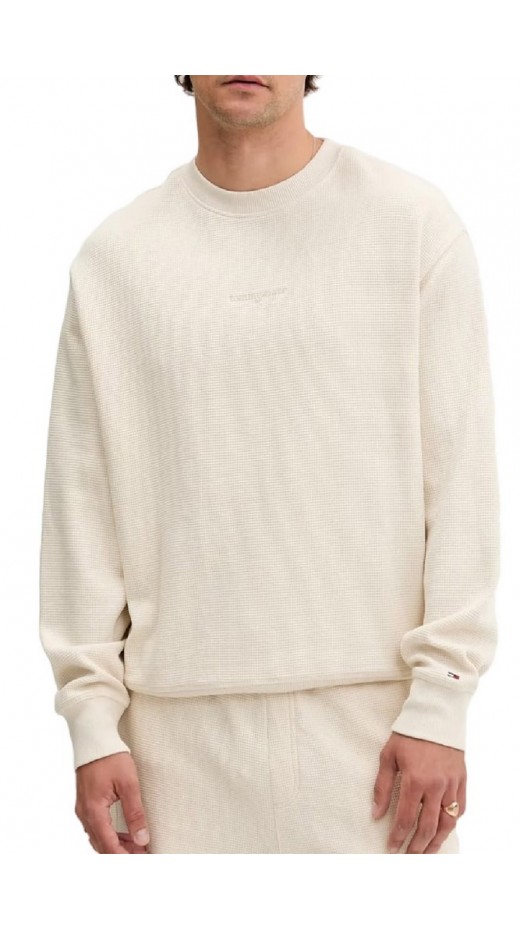 TOMMY JEANS RLX WAFFLE SCRIPT CREW ΜΠΛΟΥΖΑ ΑΝΔΡΙΚΗ ECRU