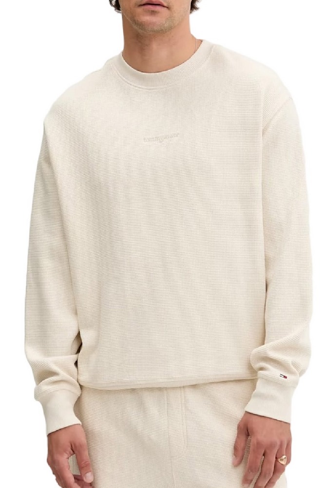 TOMMY JEANS RLX WAFFLE SCRIPT CREW ΜΠΛΟΥΖΑ ΑΝΔΡΙΚΗ ECRU