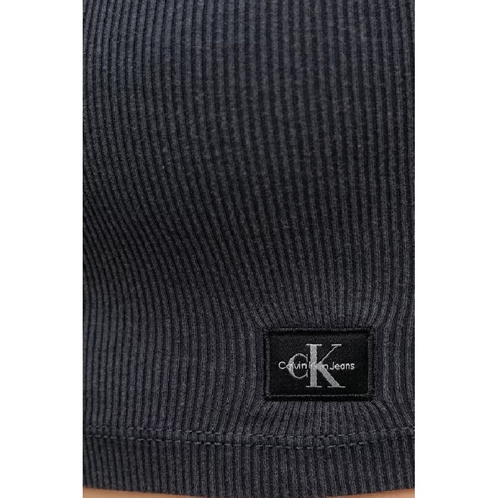 CALVIN KLEIN JEANS WASHED WOVEN LABEL RIB BRALETTE ΤΟΠ ΓΥΝΑΙΚΕΙΟ WASHED BLACK