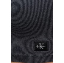 CALVIN KLEIN JEANS WASHED WOVEN LABEL RIB BRALETTE ΤΟΠ ΓΥΝΑΙΚΕΙΟ WASHED BLACK