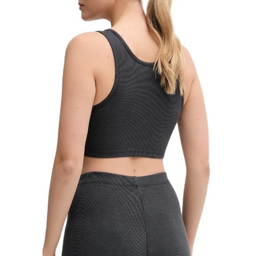 CALVIN KLEIN JEANS WASHED WOVEN LABEL RIB BRALETTE ΤΟΠ ΓΥΝΑΙΚΕΙΟ WASHED BLACK