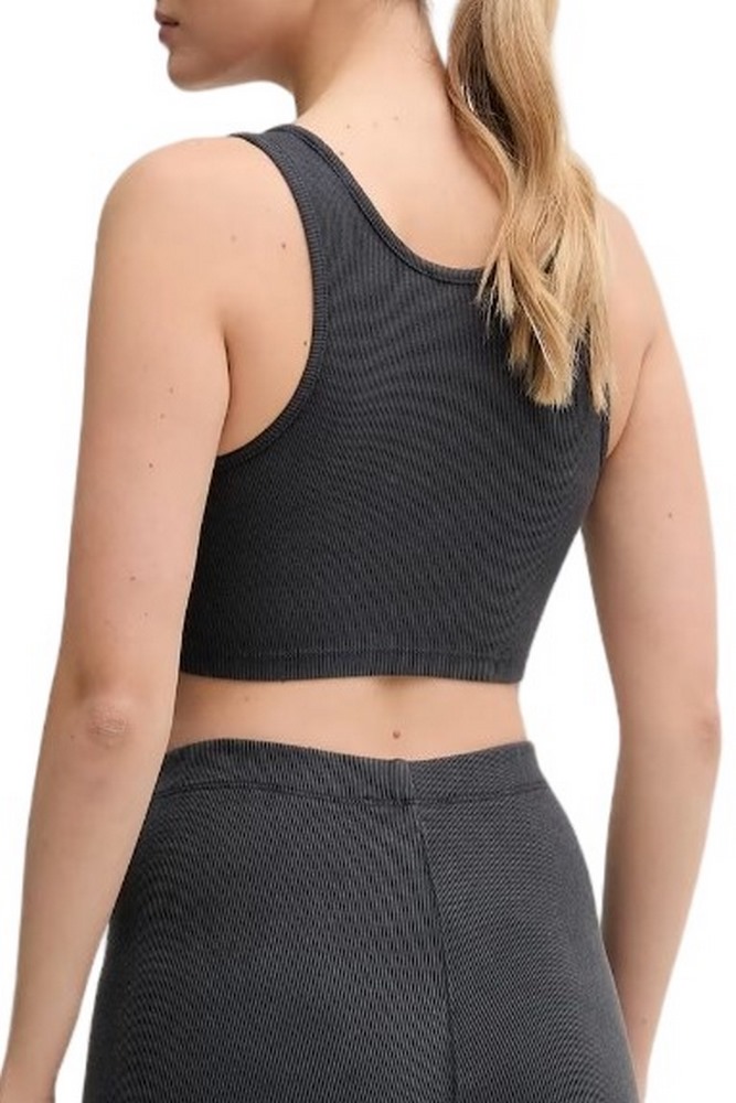 CALVIN KLEIN JEANS WASHED WOVEN LABEL RIB BRALETTE ΤΟΠ ΓΥΝΑΙΚΕΙΟ WASHED BLACK
