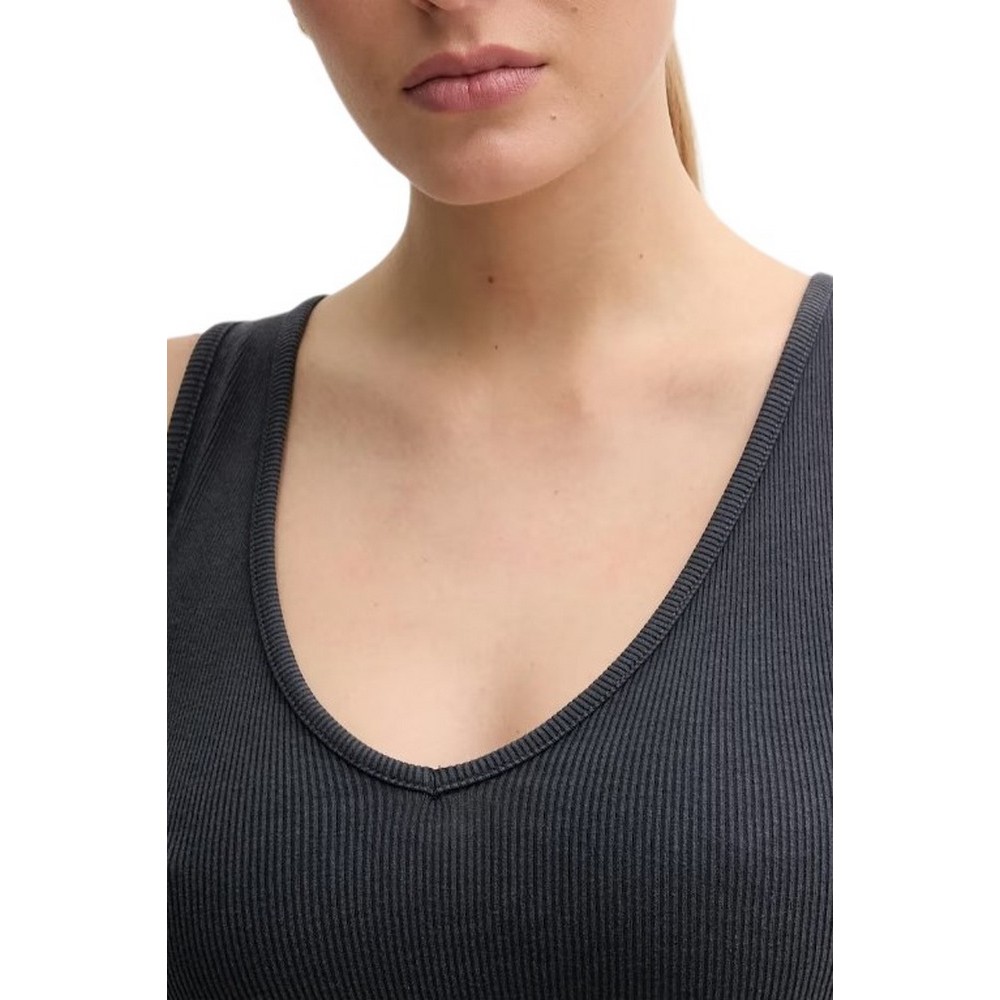 CALVIN KLEIN JEANS WASHED WOVEN LABEL RIB BRALETTE ΤΟΠ ΓΥΝΑΙΚΕΙΟ WASHED BLACK