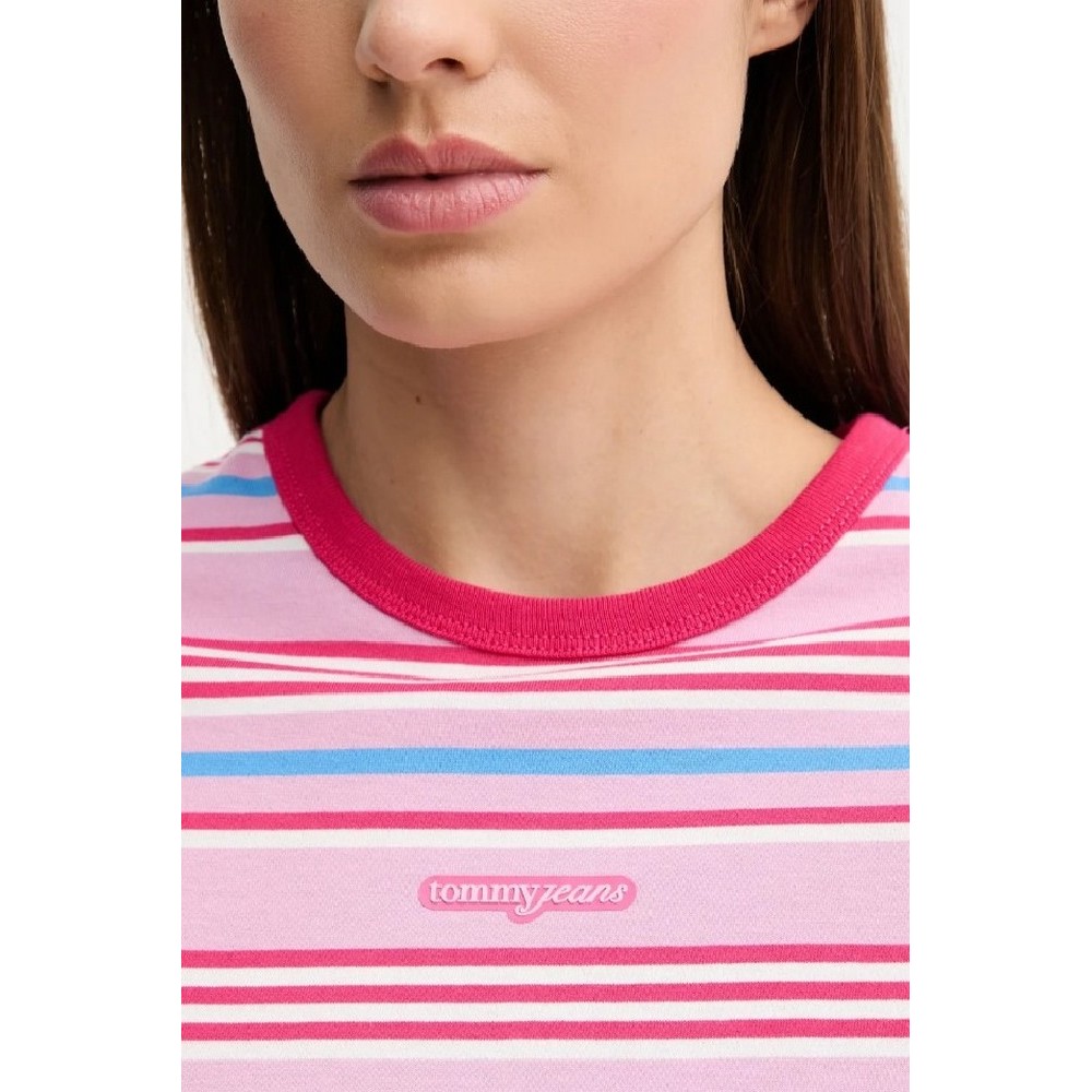 TOMMY JEANS REG SH SCRIPT STRIPE TEE T-SHIRT ΜΠΛΟΥΖΑ ΓΥΝΑΙΚΕΙΑ MULTI