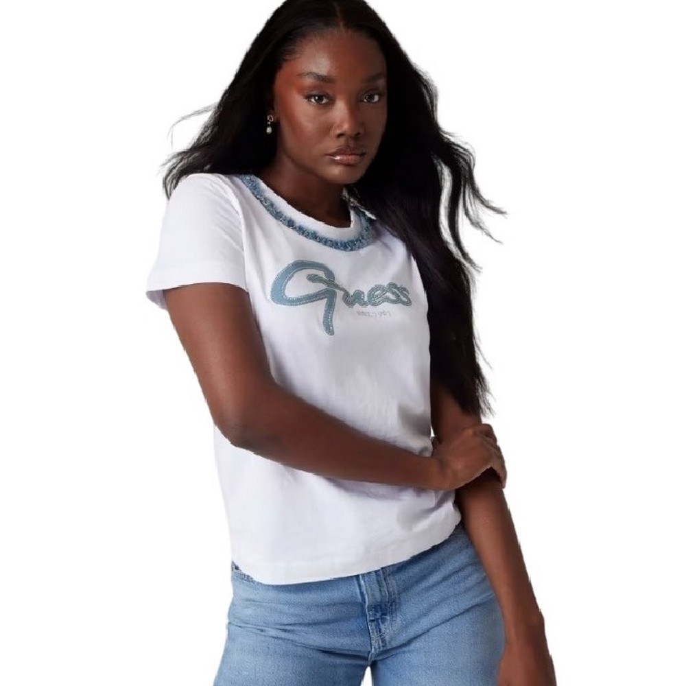 GUESS JEANS CHAIN TEET-SHIRT  ΜΠΛΟΥΖΑ ΓΥΝΑΙΚΕΙΑ WHITE