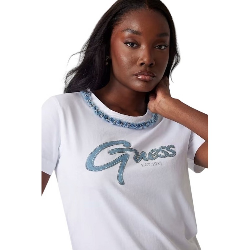 GUESS JEANS CHAIN TEET-SHIRT  ΜΠΛΟΥΖΑ ΓΥΝΑΙΚΕΙΑ WHITE