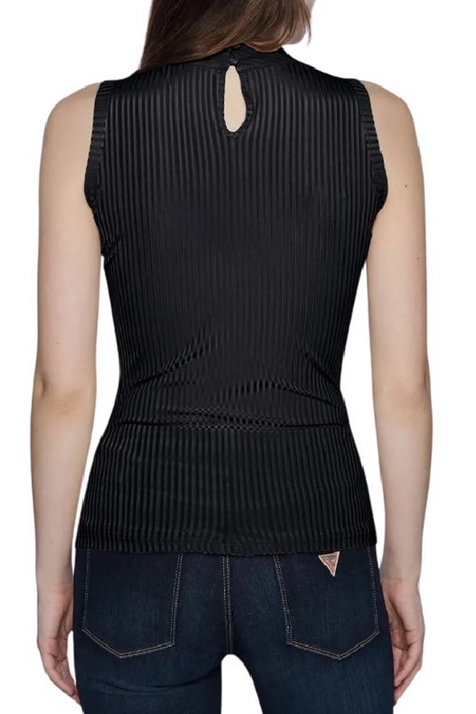 GUESS EVE SL TN RIB ΤΟΠ ΜΠΛΟΥΖΑ ΓΥΝΑΙΚΕΙΑ BLACK