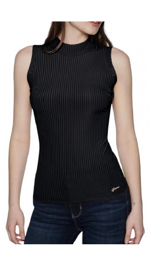 GUESS EVE SL TN RIB ΤΟΠ ΜΠΛΟΥΖΑ ΓΥΝΑΙΚΕΙΑ BLACK