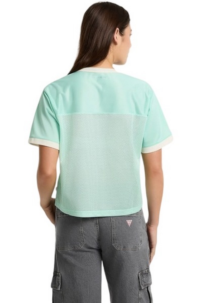 GUESS JEANS NECK 81 BOXY RECY POLY ATHLETIC T-SHIRT ΜΠΛΟΥΖΑ ΓΥΝΑΙΚΕΙΑ PETROL