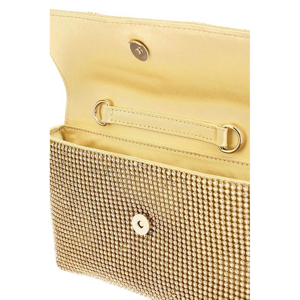 GUESS ZALINA FLAP CLUTCH ΤΣΑΝΤΑ ΓΥΝΑΙΚΕΙΑ GOLD