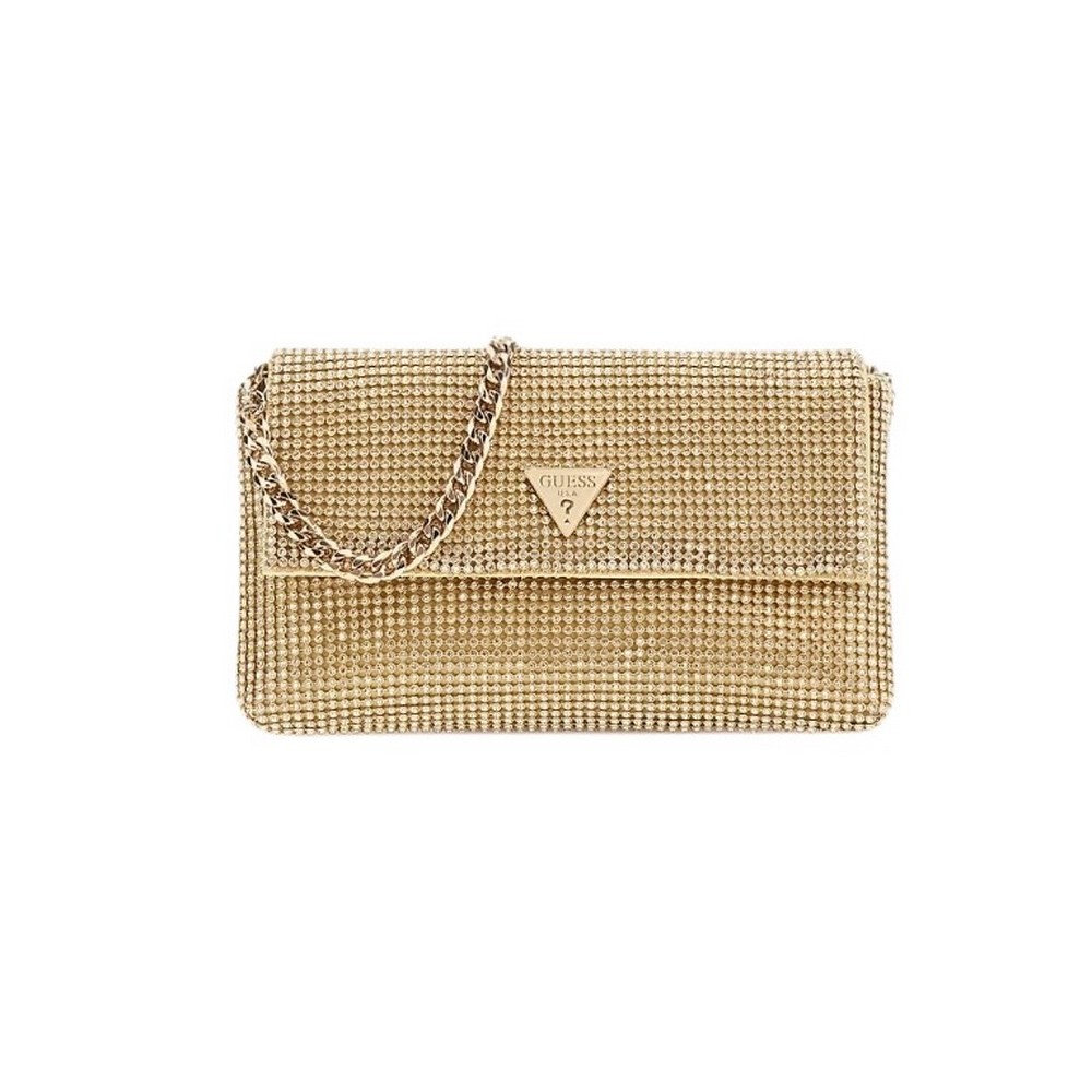 GUESS ZALINA FLAP CLUTCH ΤΣΑΝΤΑ ΓΥΝΑΙΚΕΙΑ GOLD
