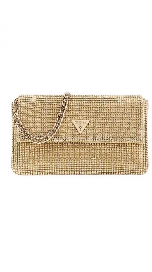 GUESS ZALINA FLAP CLUTCH ΤΣΑΝΤΑ ΓΥΝΑΙΚΕΙΑ GOLD