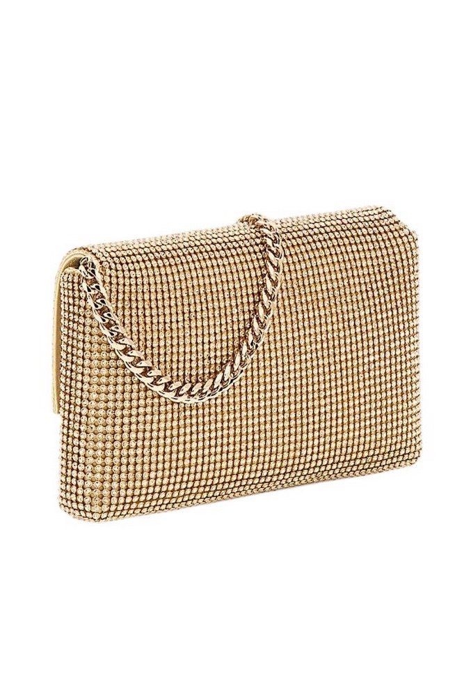GUESS ZALINA FLAP CLUTCH ΤΣΑΝΤΑ ΓΥΝΑΙΚΕΙΑ GOLD