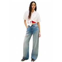 TOMMY JEANS TIE FRONT LINEN SHIRT ΠΟΥΚΑΜΙΣΟ ΓΥΝΑΙΚΕΙΟ ECRU