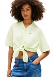 TOMMY JEANS TIE FRONT LINEN SHIRT ΠΟΥΚΑΜΙΣΟ ΓΥΝΑΙΚΕΙΟ LIME