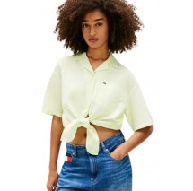 TOMMY JEANS TIE FRONT LINEN SHIRT ΠΟΥΚΑΜΙΣΟ ΓΥΝΑΙΚΕΙΟ LIME