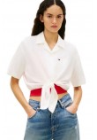 TOMMY JEANS TIE FRONT LINEN SHIRT ΠΟΥΚΑΜΙΣΟ ΓΥΝΑΙΚΕΙΟ ECRU