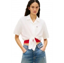 TOMMY JEANS TIE FRONT LINEN SHIRT ΠΟΥΚΑΜΙΣΟ ΓΥΝΑΙΚΕΙΟ ECRU