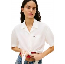 TOMMY JEANS TIE FRONT LINEN SHIRT ΠΟΥΚΑΜΙΣΟ ΓΥΝΑΙΚΕΙΟ ECRU
