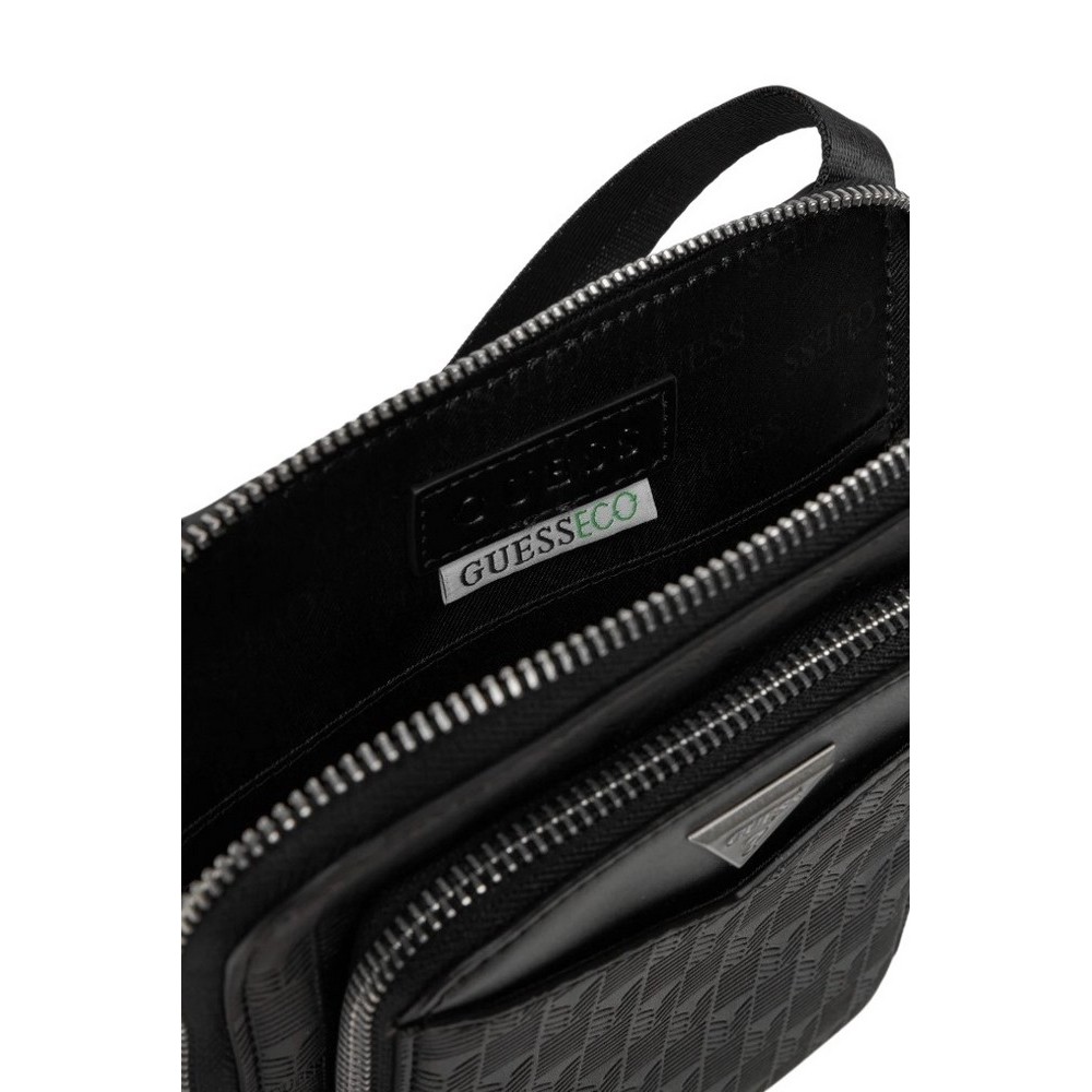 GUESS SIENA CROSSBODY FLAT ZIP AROUN ΤΣΑΝΤΑ ΑΝΔΡΙΚΗ BLACK