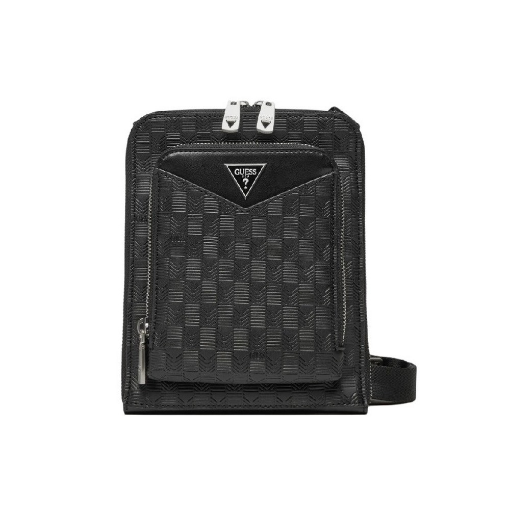 GUESS SIENA CROSSBODY FLAT ZIP AROUN ΤΣΑΝΤΑ ΑΝΔΡΙΚΗ BLACK