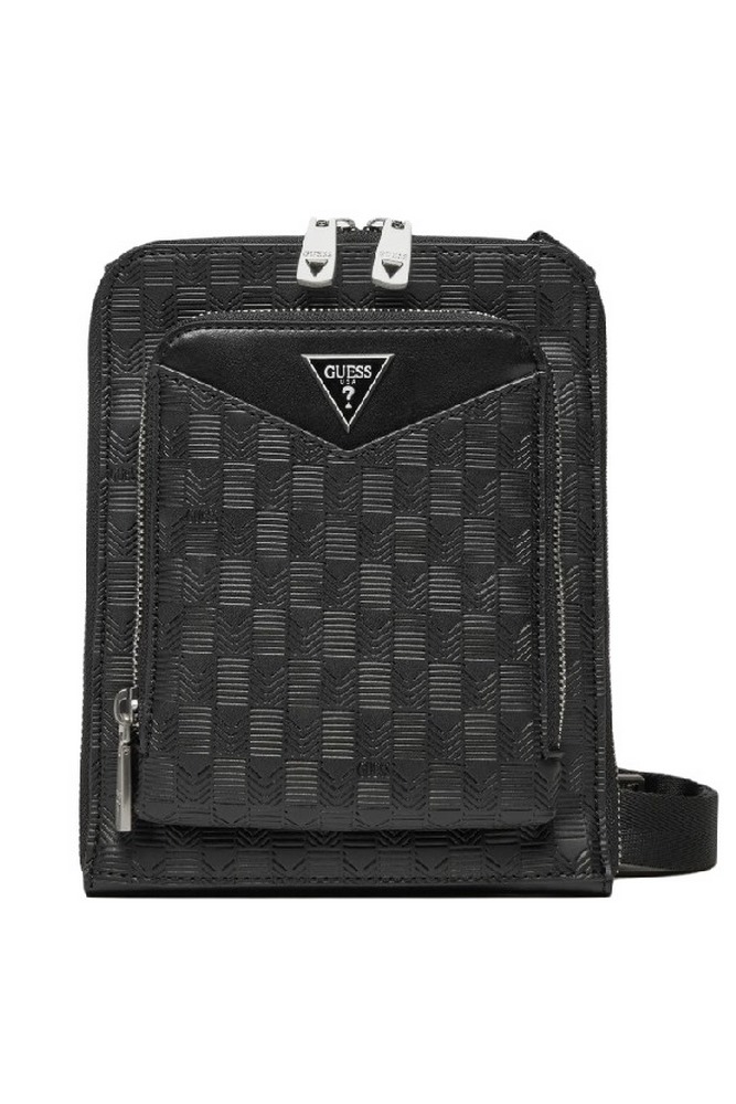 GUESS SIENA CROSSBODY FLAT ZIP AROUN ΤΣΑΝΤΑ ΑΝΔΡΙΚΗ BLACK