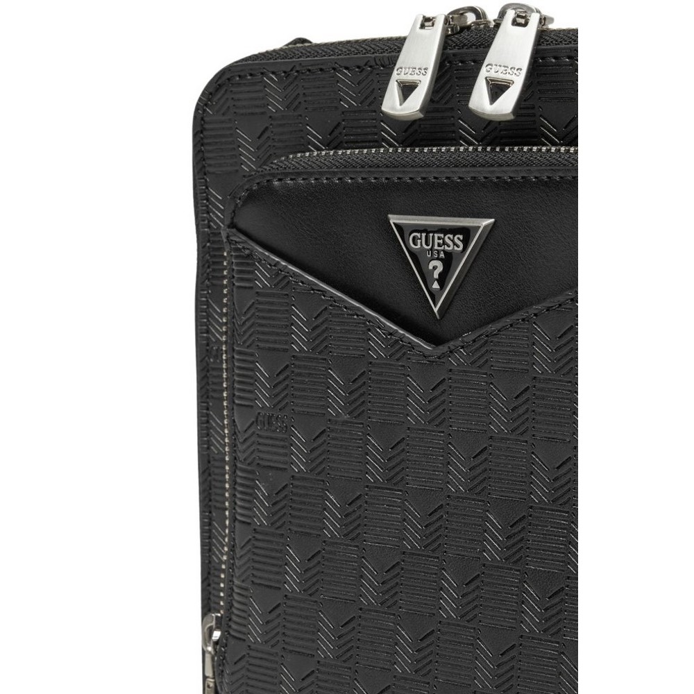 GUESS SIENA CROSSBODY FLAT ZIP AROUN ΤΣΑΝΤΑ ΑΝΔΡΙΚΗ BLACK
