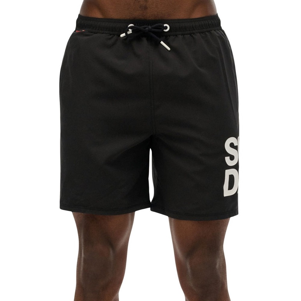 SUPERDRY D2 SDSW SPORTSWEAR LOGO 17 SWIM SHORT ΜΑΓΙΟ ΑΝΔΡΙΚΟ BLACK
