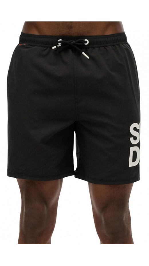 SUPERDRY D2 SDSW SPORTSWEAR LOGO 17 SWIM SHORT ΜΑΓΙΟ ΑΝΔΡΙΚΟ BLACK