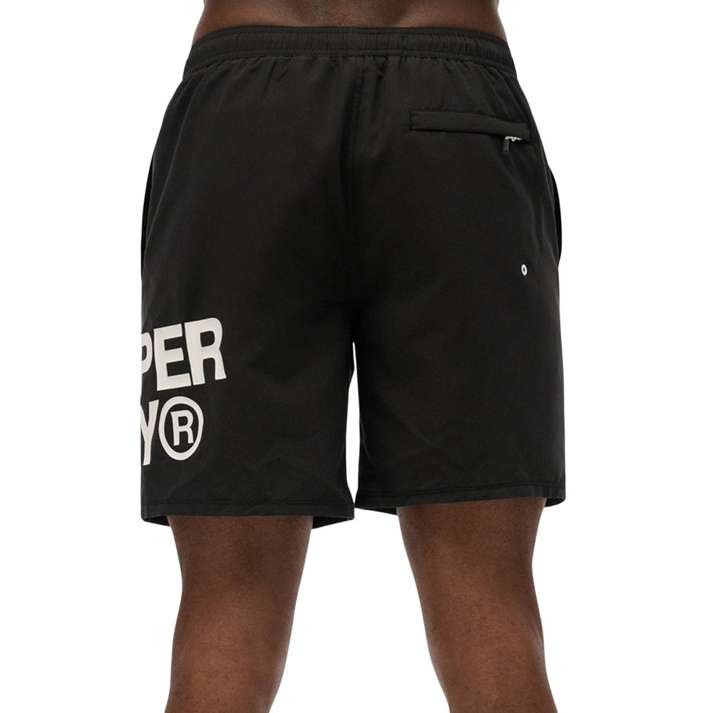 SUPERDRY D2 SDSW SPORTSWEAR LOGO 17 SWIM SHORT ΜΑΓΙΟ ΑΝΔΡΙΚΟ BLACK