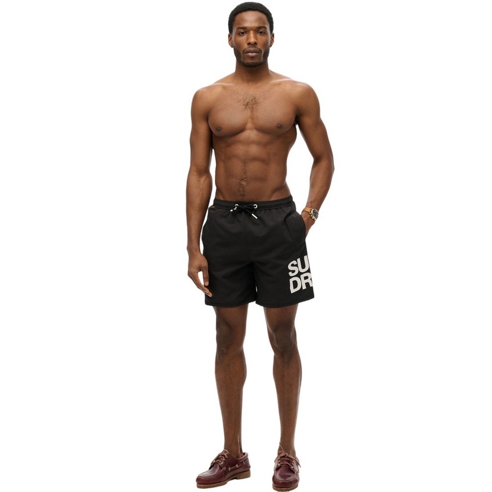 SUPERDRY D2 SDSW SPORTSWEAR LOGO 17 SWIM SHORT ΜΑΓΙΟ ΑΝΔΡΙΚΟ BLACK