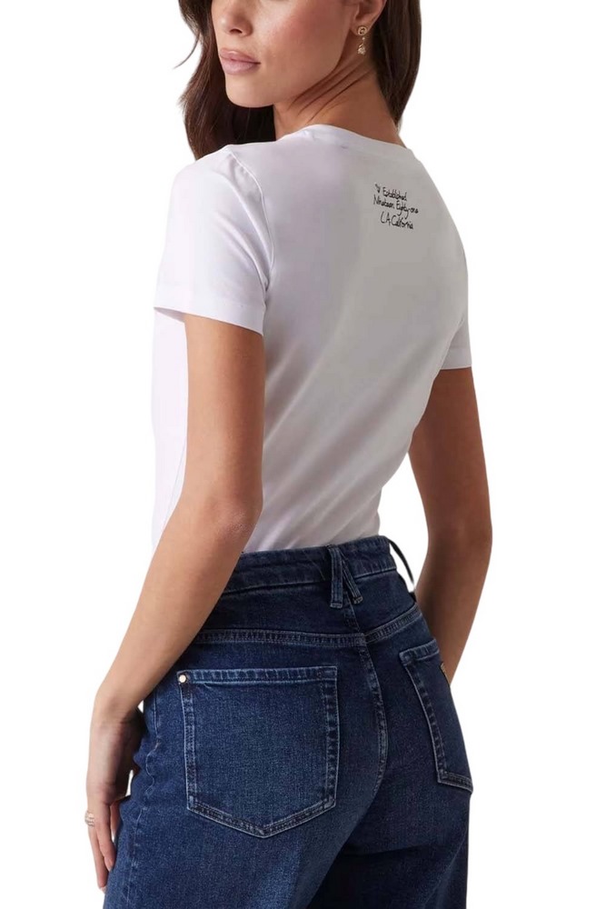 GUESS SS CN TRIANGLE FLOWER TEE T-SHIRT ΜΠΛΟΥΖΑ ΓΥΝΑΙΚΕΙΑ WHITE