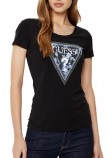 GUESS SS CN TRIANGLE FLOWER TEE T-SHIRT ΜΠΛΟΥΖΑ ΓΥΝΑΙΚΕΙΑ BLACK