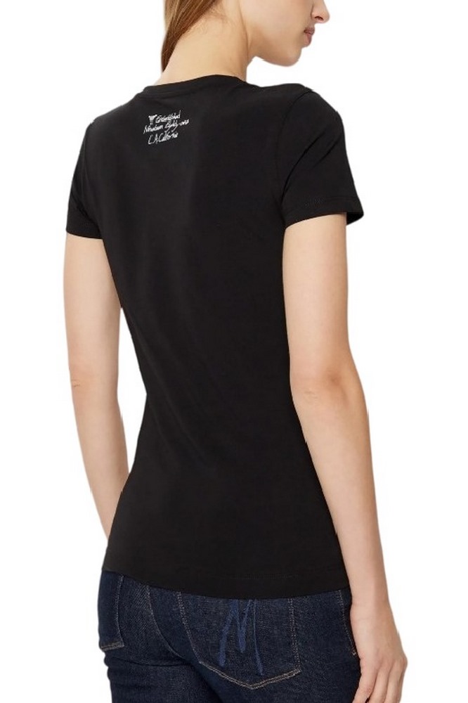 GUESS SS CN TRIANGLE FLOWER TEE T-SHIRT ΜΠΛΟΥΖΑ ΓΥΝΑΙΚΕΙΑ BLACK