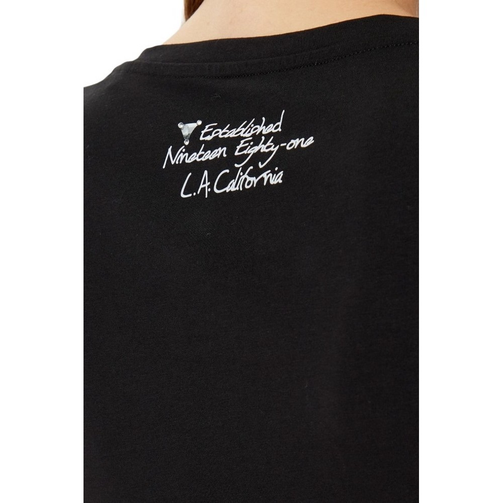 GUESS SS CN TRIANGLE FLOWER TEE T-SHIRT ΜΠΛΟΥΖΑ ΓΥΝΑΙΚΕΙΑ BLACK