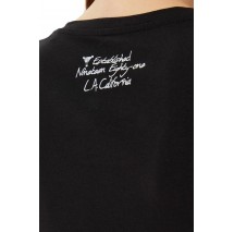 GUESS SS CN TRIANGLE FLOWER TEE T-SHIRT ΜΠΛΟΥΖΑ ΓΥΝΑΙΚΕΙΑ BLACK