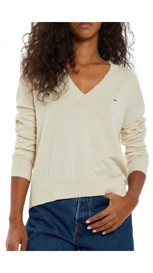 TOMMY JEANS ESSENTIAL VNECK SWEATER EXT ΜΠΛΟΥΖΑ ΓΥΝΑΙΚΕΙΑ BEIGE