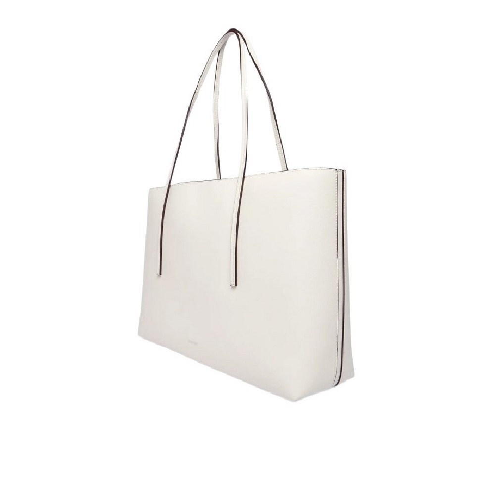 CALVIN KLEIN FOIL LOGO TOTE W/POUCH ΤΣΑΝΤΑ ΓΥΝΑΙΚΕΙΑ WHITE