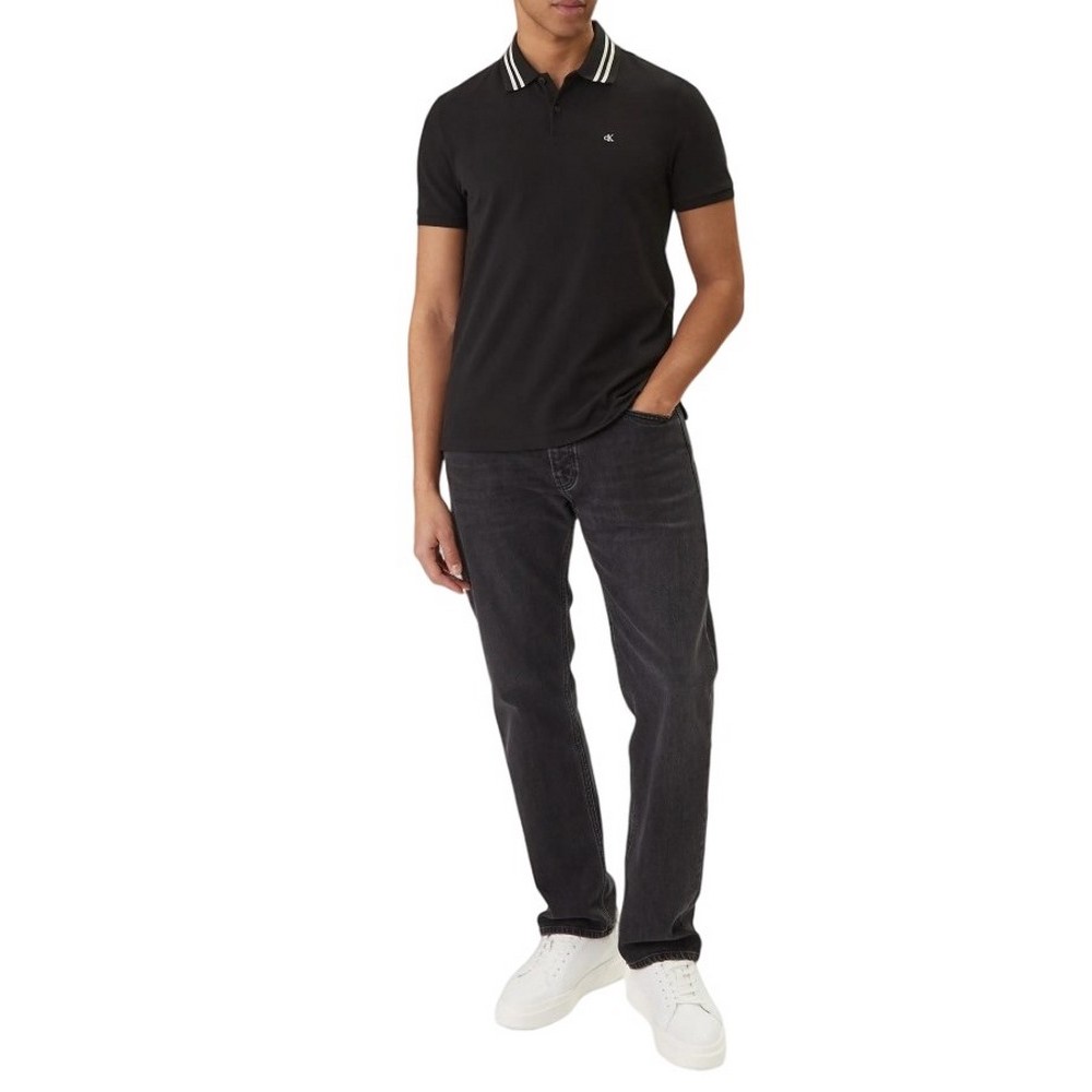 CALVIN KLEIN JEANS CSL PQ CLSSC TPPD POLO ΜΠΛΟΥΖΑ ΑΝΔΡΙΚΗ BLACK