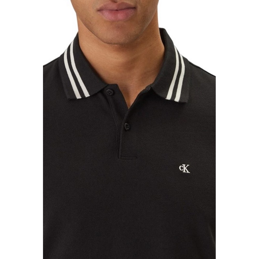 CALVIN KLEIN JEANS CSL PQ CLSSC TPPD POLO ΜΠΛΟΥΖΑ ΑΝΔΡΙΚΗ BLACK
