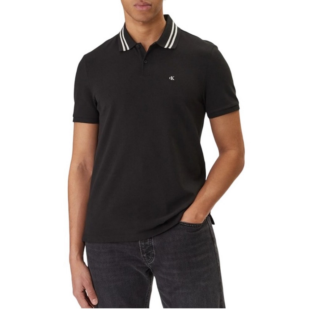 CALVIN KLEIN JEANS CSL PQ CLSSC TPPD POLO ΜΠΛΟΥΖΑ ΑΝΔΡΙΚΗ BLACK