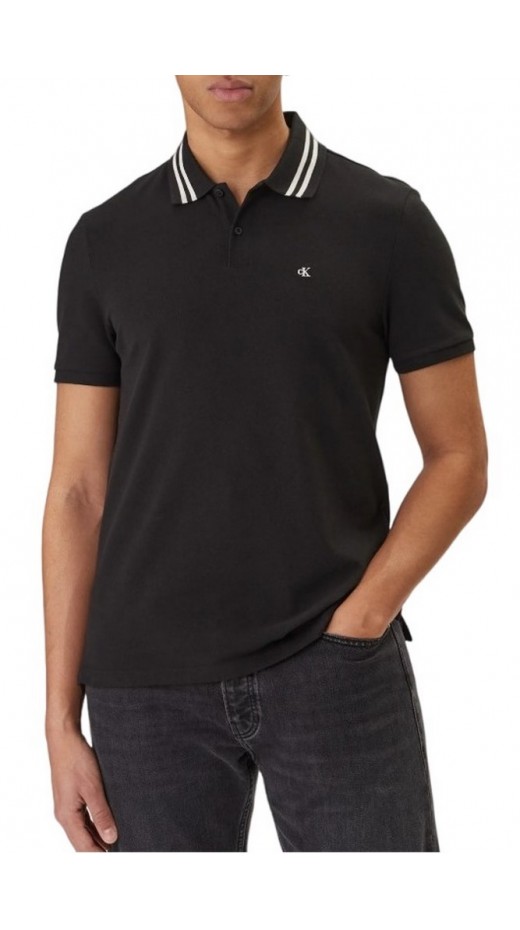 CALVIN KLEIN JEANS CSL PQ CLSSC TPPD POLO ΜΠΛΟΥΖΑ ΑΝΔΡΙΚΗ BLACK
