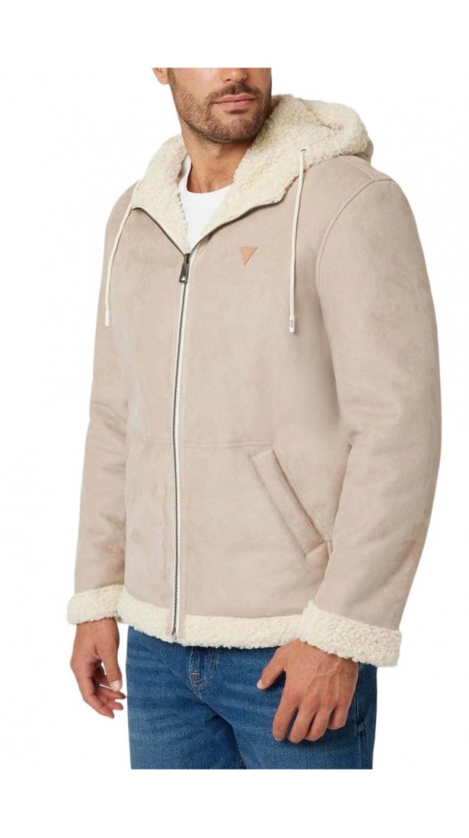 GUESS REVERSIBLE HOODED JA ΜΠΟΥΦΑΝ ΑΝΔΡΙΚΟ ECRU